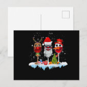 Drie glazen wijn Kerstlichtjes Kerstmannenhoedje x Uitnodiging Briefkaart (Voorkant / Achterkant)