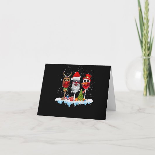 Drie Glazen Wijn Kerstverlichting Kerstman Hoed x (Voorkant)