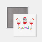Drie glazen wijn kerstverlichting Kerstman hoed X Magneet (Voorkant / Achterkant)