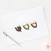 Drie glazen wijn op maat ronde sticker (Envelop)