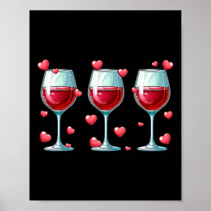 Drie glazen wijn Valentijnsdag stel grappige Dr Poster