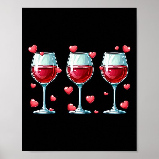 Drie glazen wijn Valentijnsdag stel grappige Dr Poster (Voorkant)