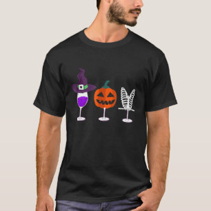 Drie glazen wijnen T-shirt grappig Halloween wijn