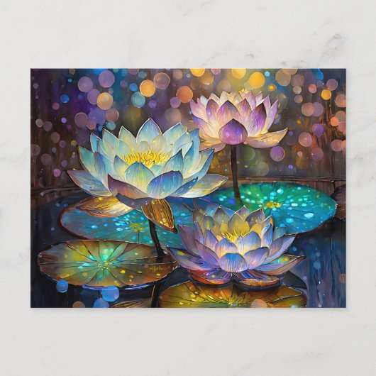 Drie gloeiende lotusbloemen briefkaart (Voorkant)