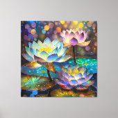Drie gloeiende lotusbloemen canvas afdruk (Voorkant)