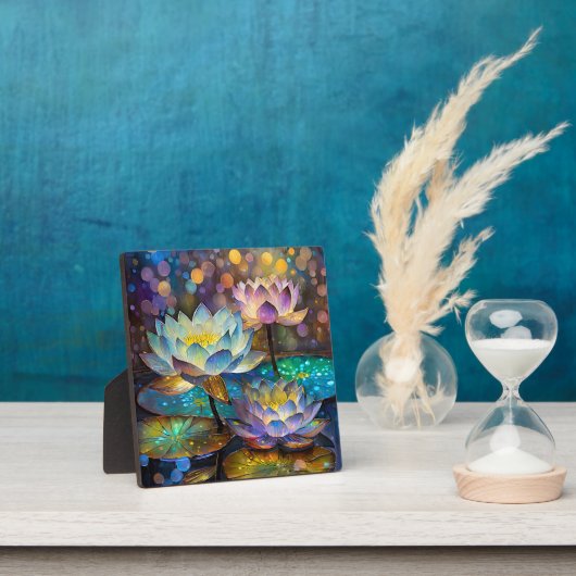 Drie gloeiende lotusbloemen fotoplaat (Insitu)