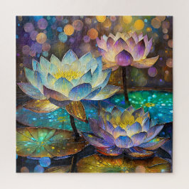 Drie gloeiende lotusbloemen legpuzzel