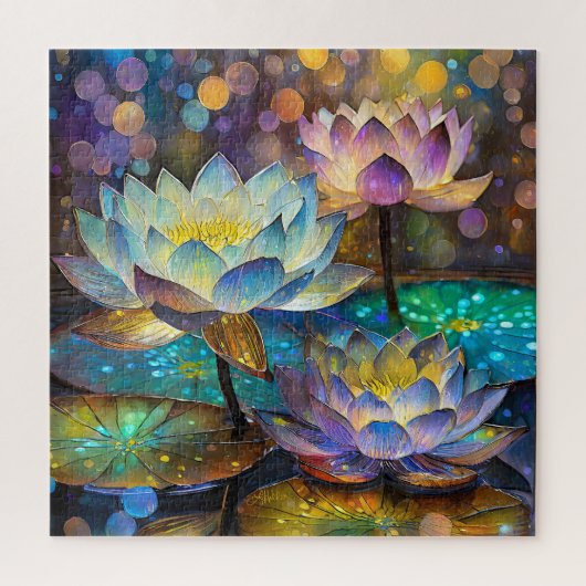 Drie gloeiende lotusbloemen legpuzzel (Verticaal)