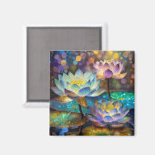 Drie gloeiende lotusbloemen magneet (Voorkant / Achterkant)