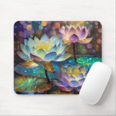 Drie gloeiende lotusbloemen muismat (Met muis)