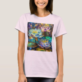 Drie gloeiende lotusbloemen t-shirt