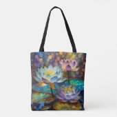 Drie gloeiende lotusbloemen tote bag (Achterkant)