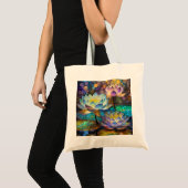 Drie gloeiende lotusbloemen tote bag (Voorkant (product))