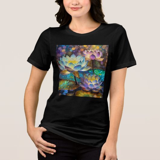 Drie gloeiende lotusbloemen Tri-Blend shirt (Voorkant)