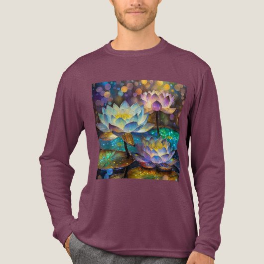 Drie gloeiende lotusbloemen Tri-Blend shirt (Voorkant volledig)