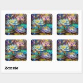 Drie gloeiende lotusbloemen vierkante sticker (Vel)
