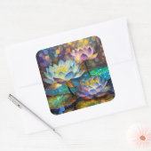 Drie gloeiende lotusbloemen vierkante sticker (Envelop)