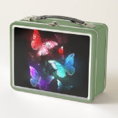 Drie gloeiende vlinders op een nachtachtergrond (Voorkant)