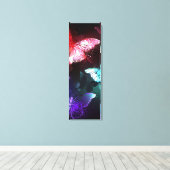 Drie gloeiende vlinders op een nachtachtergrond canvas afdruk (Insitu (Houten vloer))