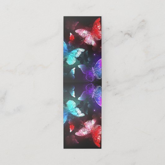 Drie gloeiende vlinders op een nachtachtergrond klantenkaartje (Buitenkant ongevouwen)