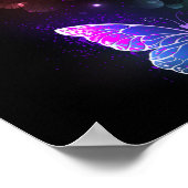 Drie gloeiende vlinders op een nachtachtergrond poster (Hoek)