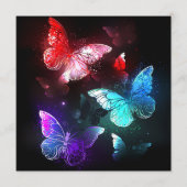Drie gloeiende vlinders op nachtelijke achtergrond advieskaart (Voorkant)
