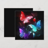 Drie gloeiende vlinders op nachtelijke achtergrond advieskaart (Voorkant / Achterkant)