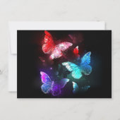 Drie gloeiende vlinders op nachtelijke achtergrond feestdagenkaart (Voorkant)