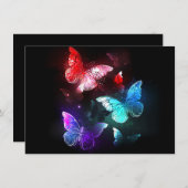 Drie gloeiende vlinders op nachtelijke achtergrond feestdagenkaart (Voorkant / Achterkant)