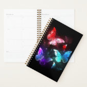 Drie gloeiende vlinders op nachtelijke achtergrond planner (Display)