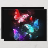 Drie gloeiende vlinders op nachtrust achtergrond aankondiging (Voorkant / Achterkant)