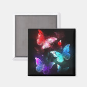 Drie gloeiende vlinders op nachtrust achtergrond magneet (Voorkant / Achterkant)