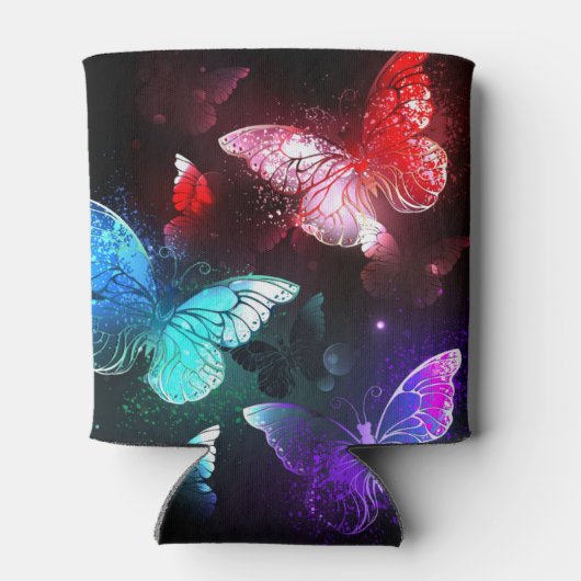 Drie gloeiende vlinders op nachtrust blikjeskoeler (Achterkant)