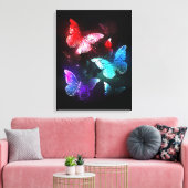 Drie gloeiende vlinders op nachtrust canvas afdruk (Insitu (Woonkamer))
