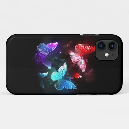 Drie gloeiende vlinders op nachtrust Case-Mate iPhone case (Achterkant (horizontaal))