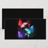 Drie gloeiende vlinders op nachtrust feestdagenkaart (Voorkant / Achterkant)