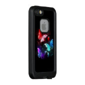 Drie gloeiende vlinders op nachtrust LifeProof iPhone hoesje (Achterkant / rechts)