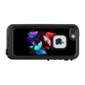 Drie gloeiende vlinders op nachtrust LifeProof iPhone hoesje (Achterkant (horizontaal))