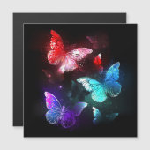 Drie gloeiende vlinders op nachtrust magnetische uitnodiging (Voorkant / Achterkant)
