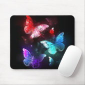 Drie gloeiende vlinders op nachtrust muismat (Met muis)
