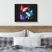 Drie gloeiende vlinders op nachtrustachtergrond canvas afdruk (Insitu (Slaapkamer))