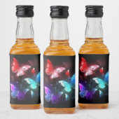 Drie gloeiende vlinders op nachtrustachtergrond likeurfles etiket (Flessen)