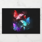 Drie gloeiende vlinders op nachtrustachtergrond likeurfles etiket (Enkel label)