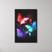 Drie gloeiende vlinders op nachtrustgrond canvas afdruk (Voorkant)