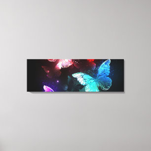 Drie gloeiende vlinders op nachtrustrondergrond canvas afdruk