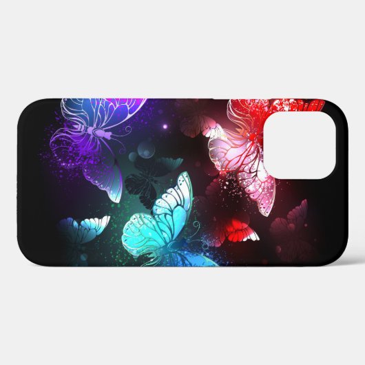 Drie gloeiende vlinders op nachtrustrondergrond Case-Mate iPhone case (Achterkant (horizontaal))