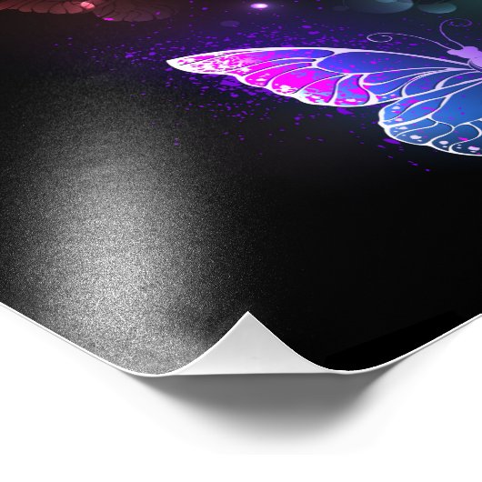 Drie gloeiende vlinders op nachtrustrondergrond foto afdruk (Hoek)