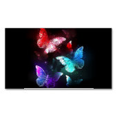 Drie gloeiende vlinders op nachtrustrondergrond magnetisch visitekaartje (Voorkant)