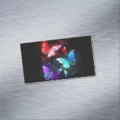 Drie gloeiende vlinders op nachtrustrondergrond magnetisch visitekaartje (Voorbeeld)