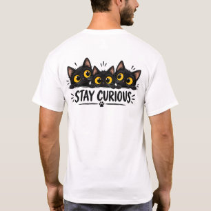 Drie glurende zwarte katten Grote gele ogen T-shirt
